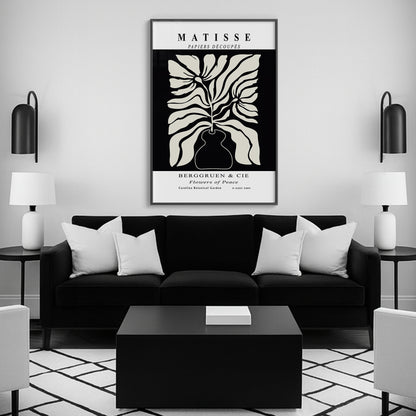 Botanic Serenity- Modern Matisse Inspired Geometric Wall Art – Luxury Framed Glass Wall Decoration (Multiple Colors)
