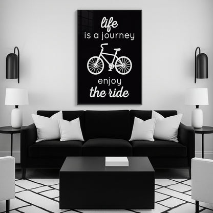 Life is a Journey, Enjoy the Ride - Luxury Glass Framed Wall Art (Multiple Colors)