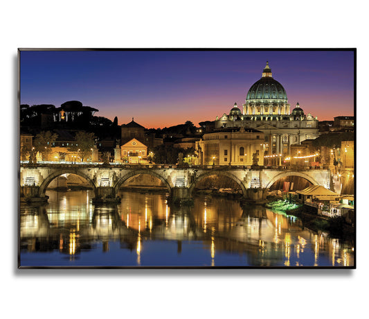 Vatican at Dusk – Rome Cityscape Wall Art, St. Peter's Basilica and Tiber River Reflections