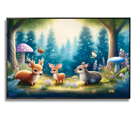 Woodland Babies Gathering – Whimsical Forest Nursery Art