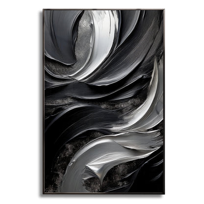 Black & Silver Abstract Wall Art – Modern Luxury Décor