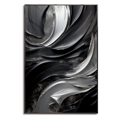 Black & Silver Abstract Wall Art – Modern Luxury Décor