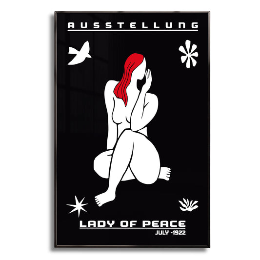 Lady of Peace - Bauhaus Exhibition 1922 | Luxury Framed Glass Wall Art (Multiple Colors)