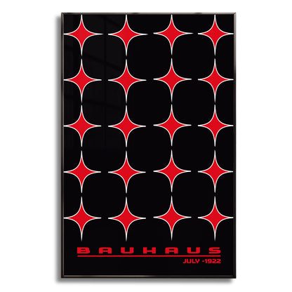 Star-form Grid – Bauhaus Exhibition 1922 | Luxury Framed Glass Wall Art (Multiple Colors)