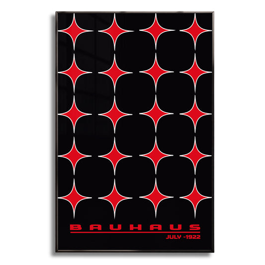 Star-form Grid – Bauhaus Exhibition 1922 | Luxury Framed Glass Wall Art (Multiple Colors)