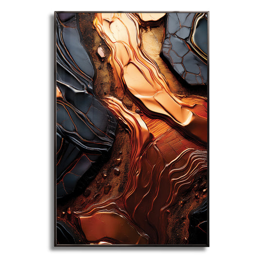 Molten Copper & Black Abstract – Luxury Modern Wall Art