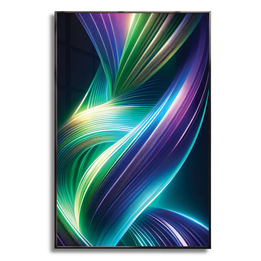 Radiant Ribbon Light Abstract Wall Art – Futuristic Modern Décor