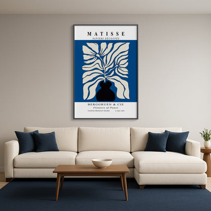 Botanic Serenity- Modern Matisse Inspired Geometric Wall Art – Luxury Framed Glass Wall Decoration (Multiple Colors)