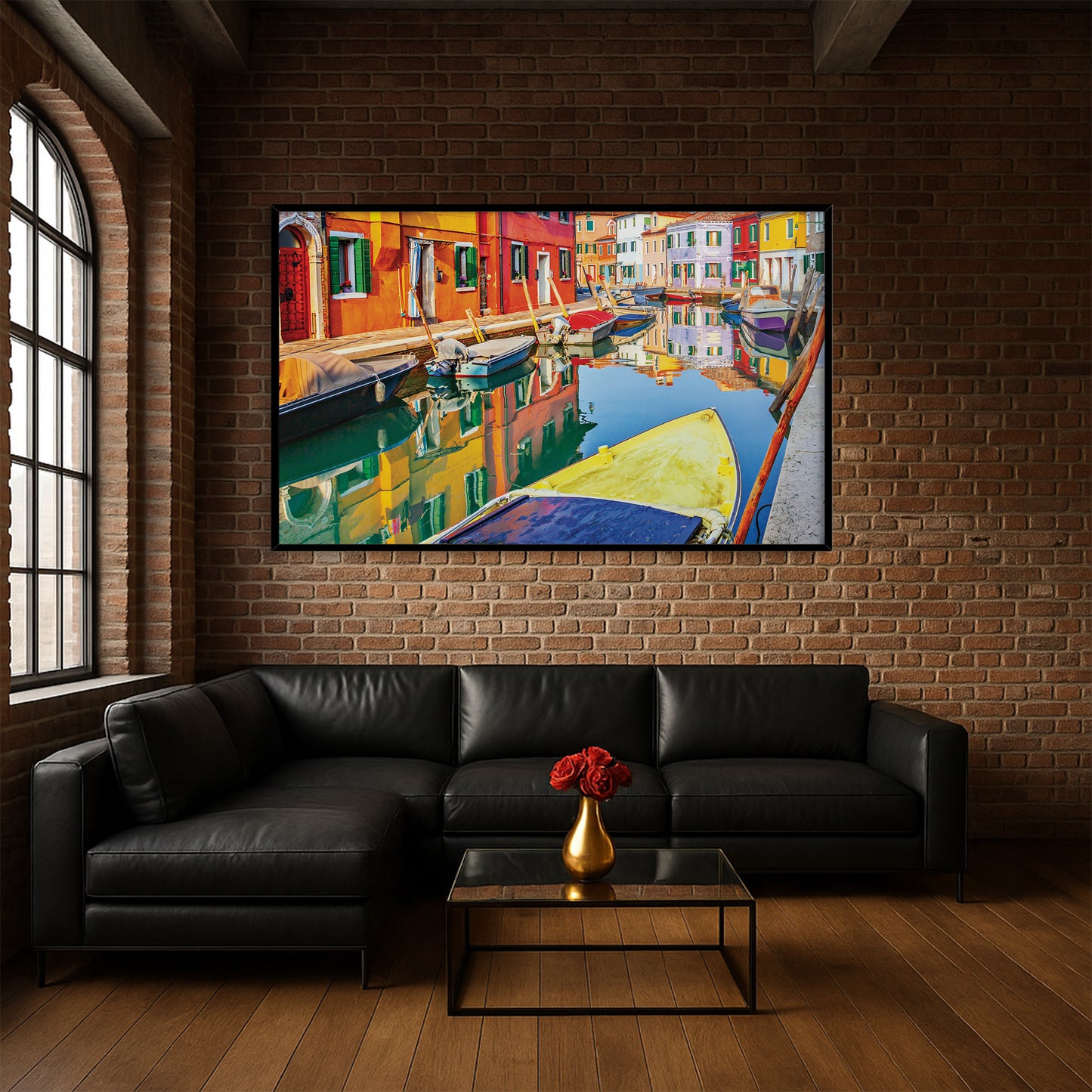 Burano Reflections – Colorful Italy Wall Art, Venice Canal Scene