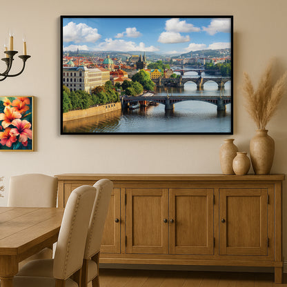 Prague Bridges Over Vltava River – European Cityscape Wall Art