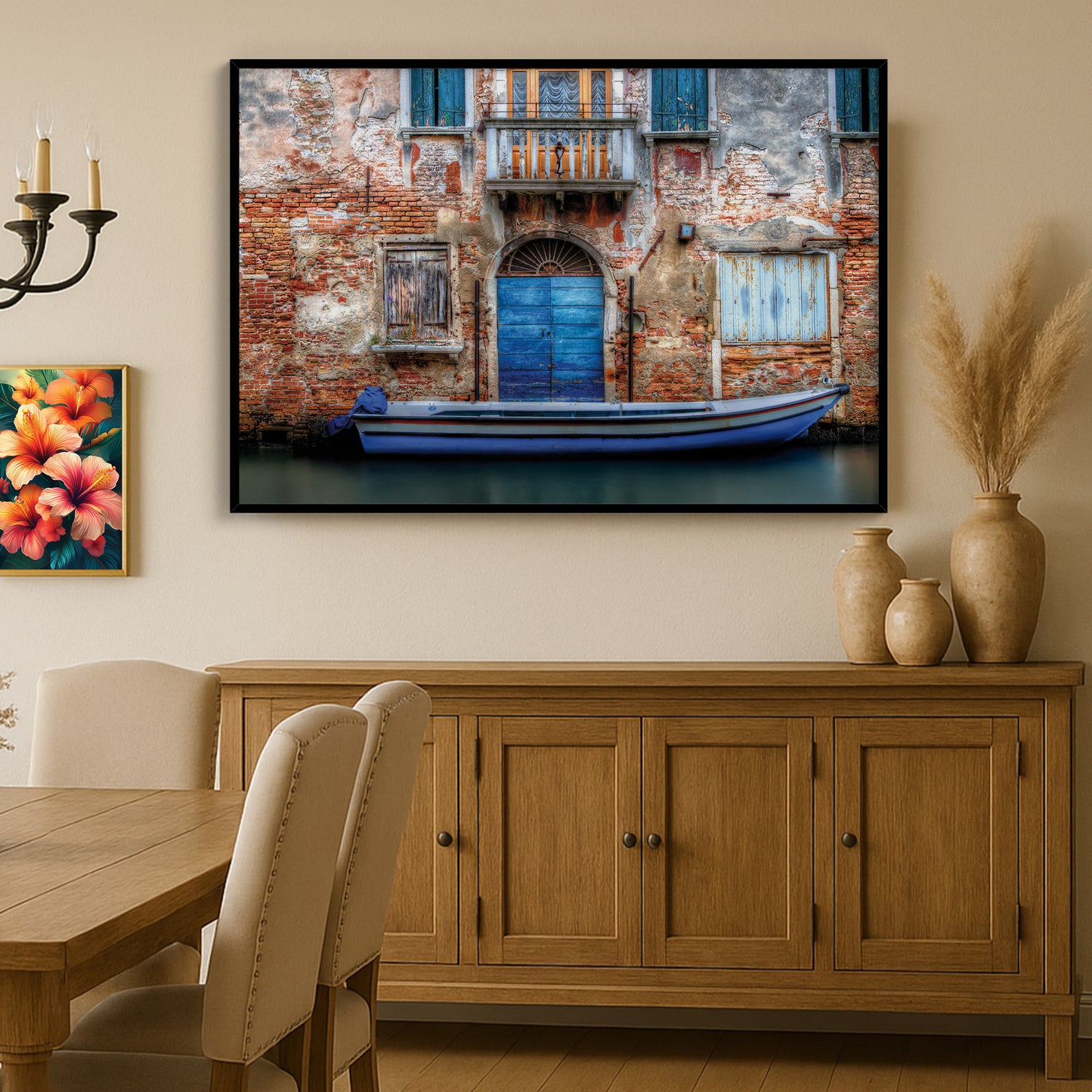 Venetian Blue Door and Weathered Wall Art – Rustic Italy Series