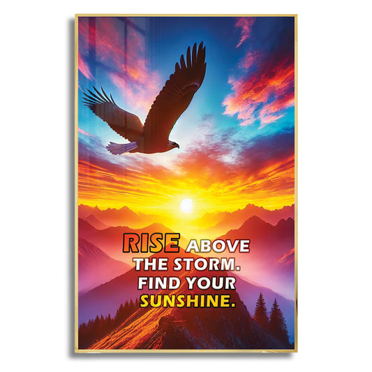 Rise Above the Storm – Eagle Sunset Motivational Wall Art