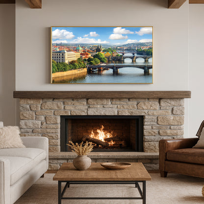 Prague Bridges Over Vltava River – European Cityscape Wall Art