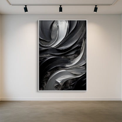 Black & Silver Abstract Wall Art – Modern Luxury Décor