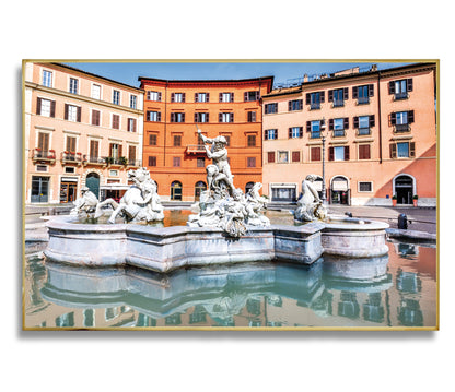 Fountain of Neptune – Baroque Sculpture in Piazza Navona, Rome | Premium Wall Art