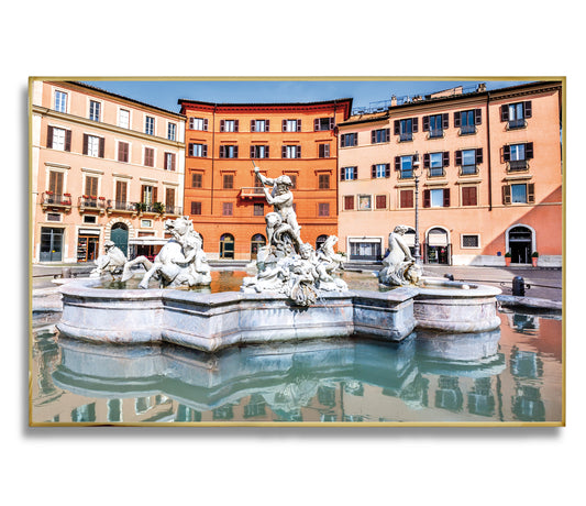 Fountain of Neptune – Baroque Sculpture in Piazza Navona, Rome | Premium Wall Art