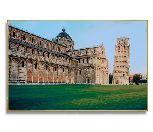 Leaning Tower of Pisa at Sunset – Iconic Italian Landmark | High-Gloss Glass Print