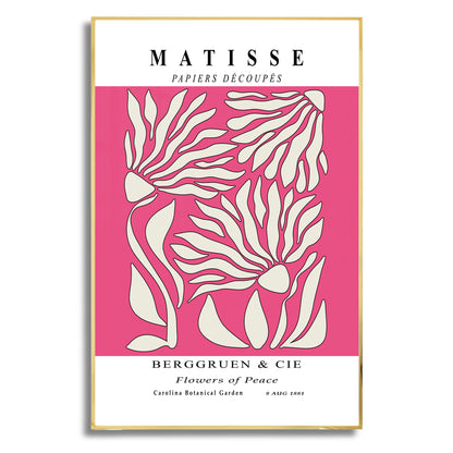 Flowers of Peace - Modern Matisse Inspired – Luxury Glass Framed Wall Art (Multiple Colors)