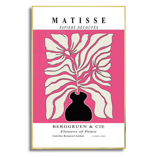 Botanic Serenity- Modern Matisse Inspired Geometric Wall Art – Luxury Framed Glass Wall Decoration (Multiple Colors)