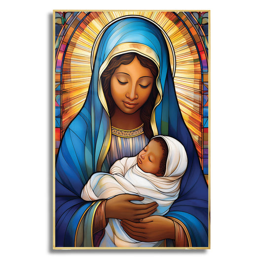 Virgin Mary and Child- Stained Glass Wall Art