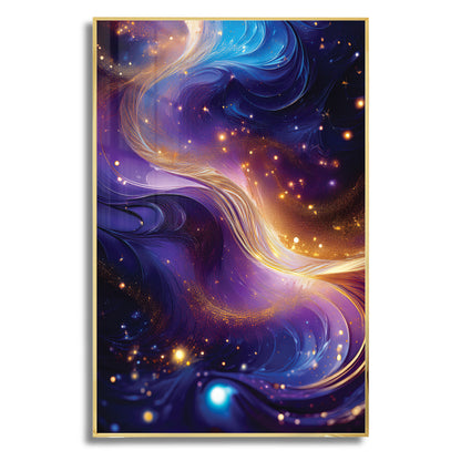 Cosmic Abstract Wall Art – Purple and Gold Galaxy-Inspired Décor