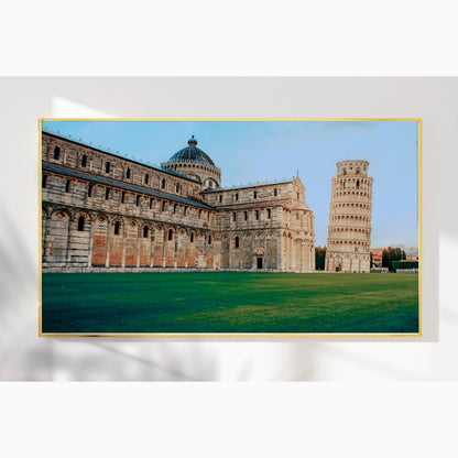 Leaning Tower of Pisa at Sunset – Iconic Italian Landmark | High-Gloss Glass Print