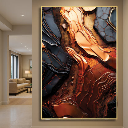 Molten Copper & Black Abstract – Luxury Modern Wall Art