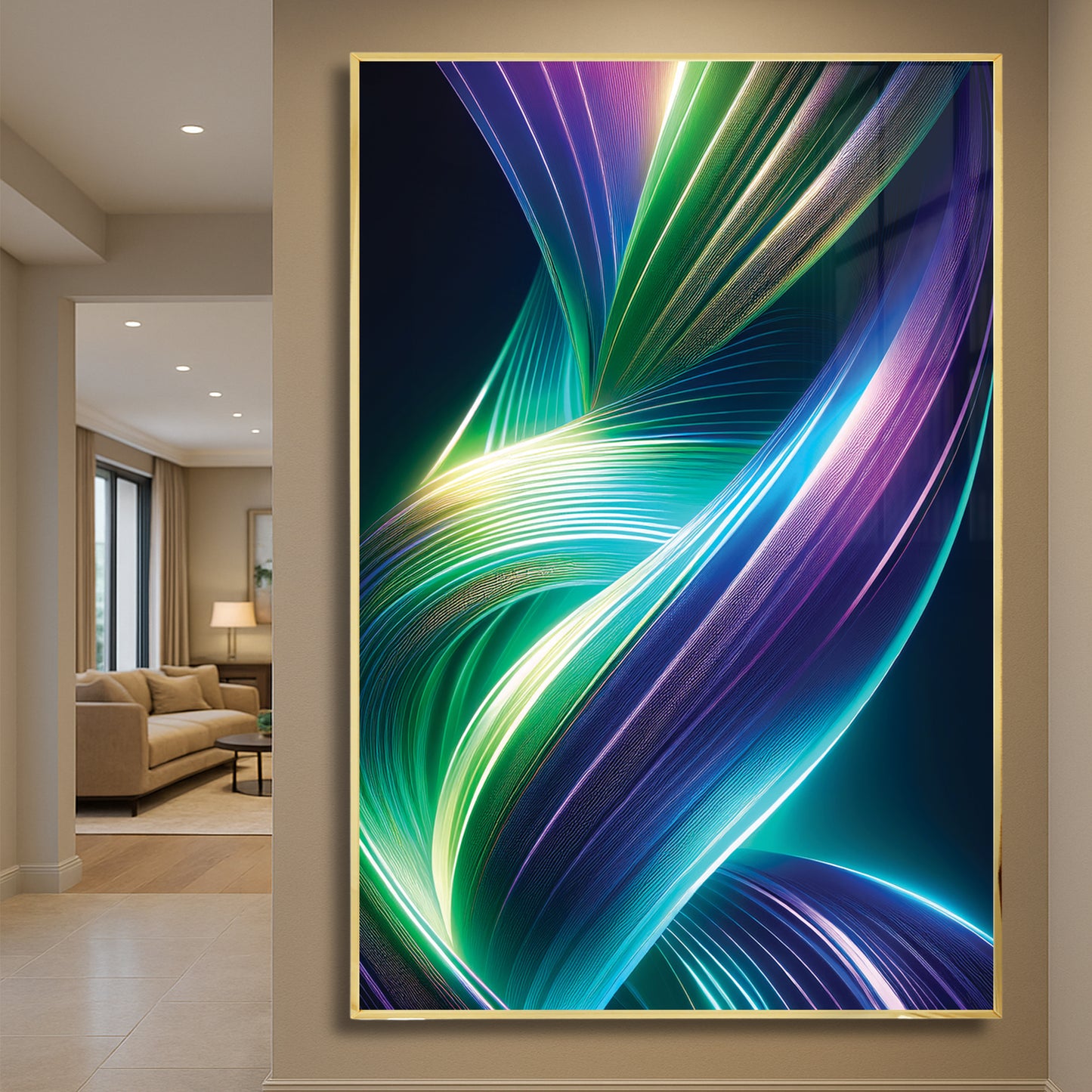 Radiant Ribbon Light Abstract Wall Art – Futuristic Modern Décor