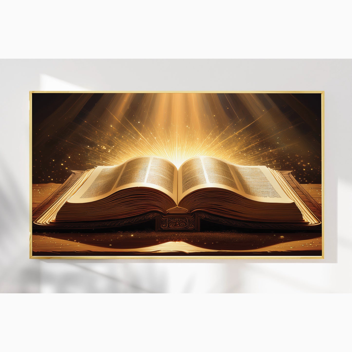 Holy Bible Illuminated Wall Art – Radiant Spiritual Décor