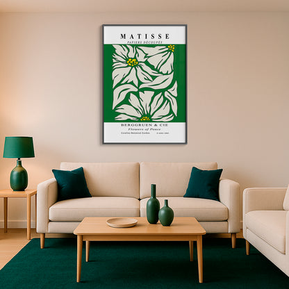 Golden Bloom- Modern Matisse Inspired Geometric Wall Art – Luxury Framed Glass Wall Decoration (Multiple Colors)