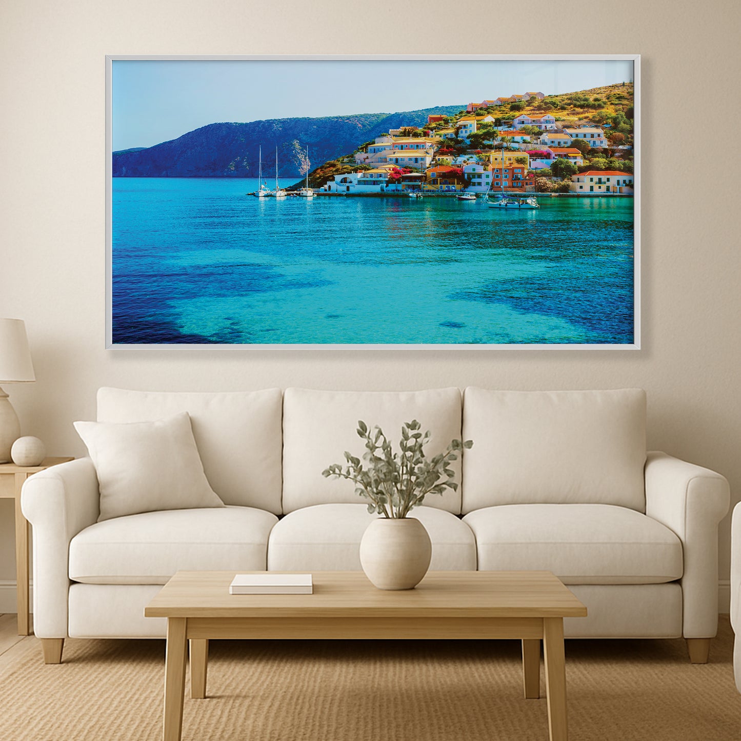 Assos Village Coastal View – Kefalonia Greece Wall Art, Seaside Homes and Turquoise Waters