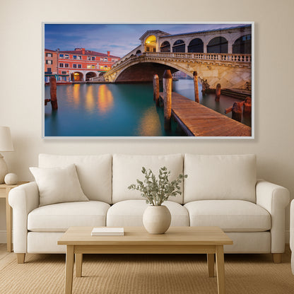Rialto Bridge by Night – Venetian Reflections Wall Art, Italy Fine Art Photography