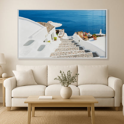Santorini Cliffside Stairs – Greek Island Wall Art