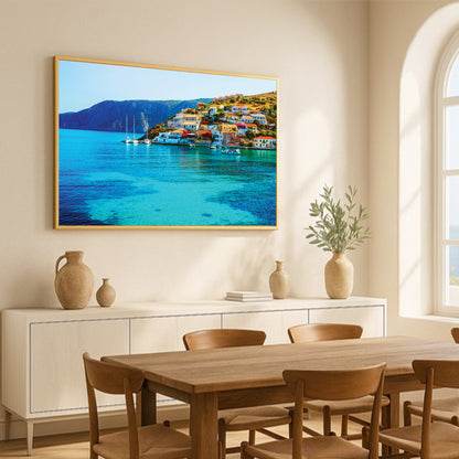 Assos Village Coastal View – Kefalonia Greece Wall Art, Seaside Homes and Turquoise Waters
