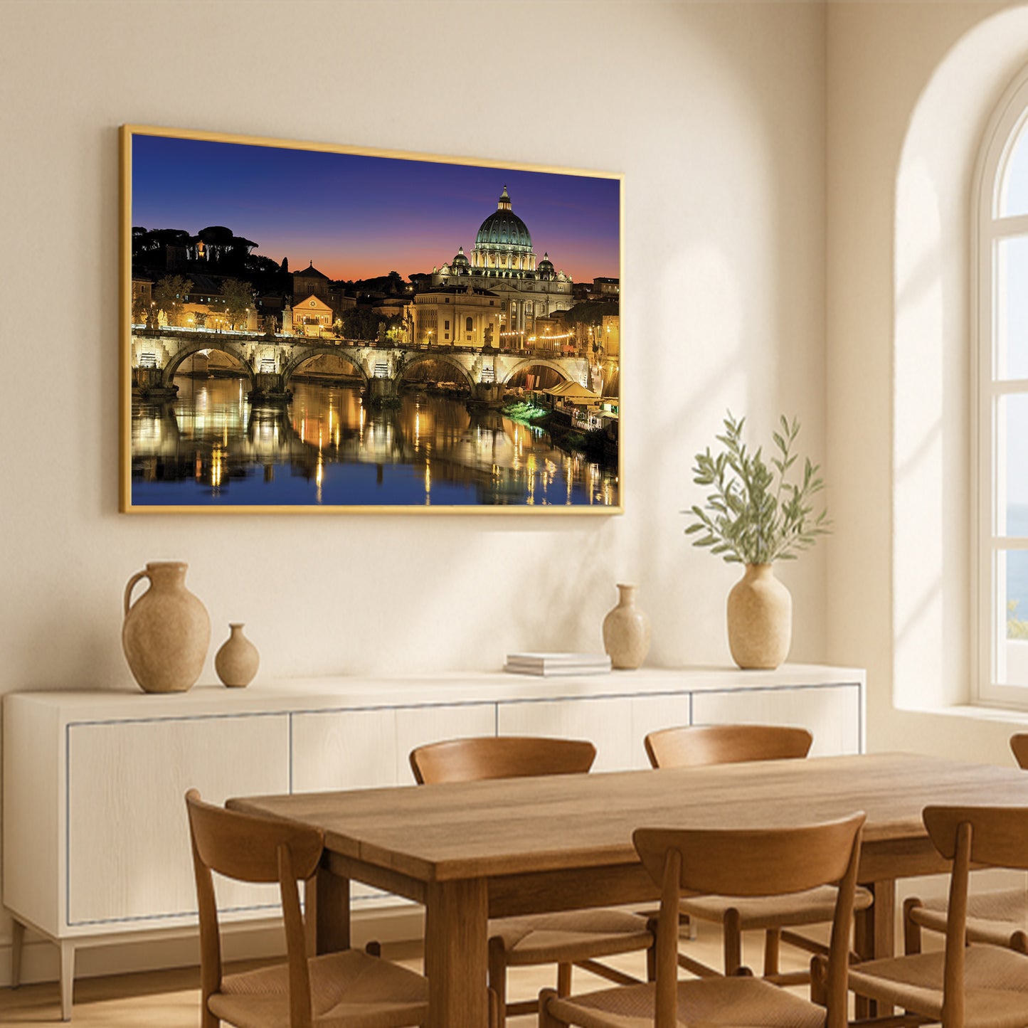Vatican at Dusk – Rome Cityscape Wall Art, St. Peter's Basilica and Tiber River Reflections