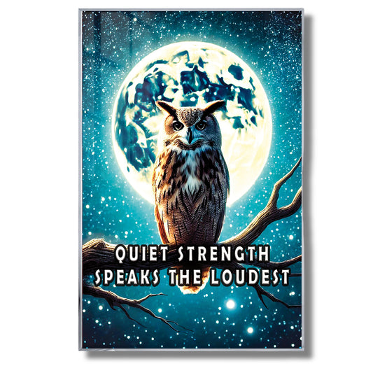 Quiet Strength – Owl Moonlight Motivational Wall Art