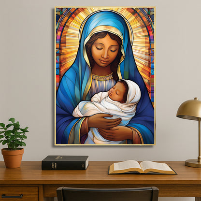 Virgin Mary and Child- Stained Glass Wall Art