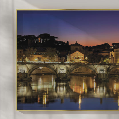Vatican at Dusk – Rome Cityscape Wall Art, St. Peter's Basilica and Tiber River Reflections