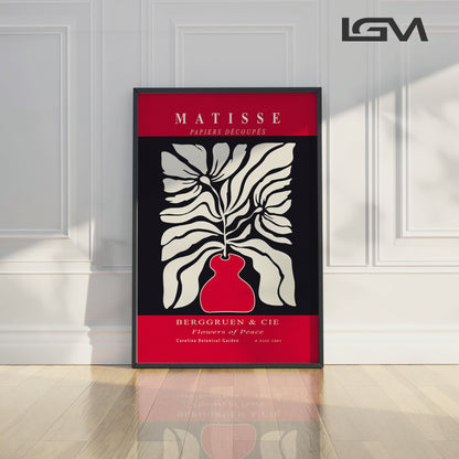 Botanic Serenity- Modern Matisse Inspired Geometric Wall Art – Luxury Framed Glass Wall Decoration (Multiple Colors)