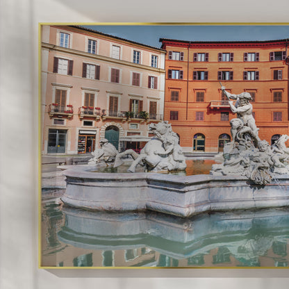 Fountain of Neptune – Baroque Sculpture in Piazza Navona, Rome | Premium Wall Art