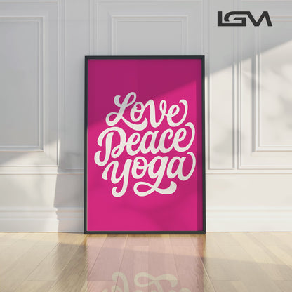 Love Peace Yoga - Luxury Framed Wall Art (Multiple Colors)