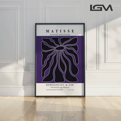 Radiant Bloom - Modern Matisse Inspired Geometric Wall Art – Luxury Glass Wall Decoration (Multiple Colors)