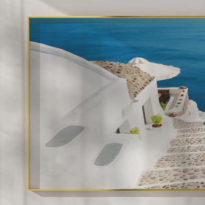Santorini Cliffside Stairs – Greek Island Wall Art