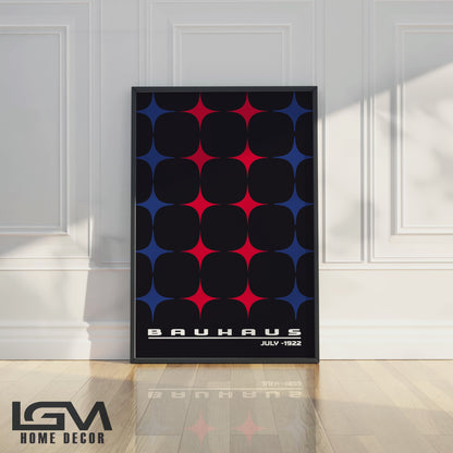 Star-form Grid – Bauhaus Exhibition 1922 | Luxury Framed Glass Wall Art (Multiple Colors)