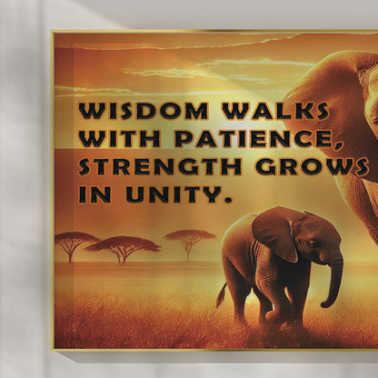 Elephants at Sunset – Wisdom & Unity Motivational Wall Art