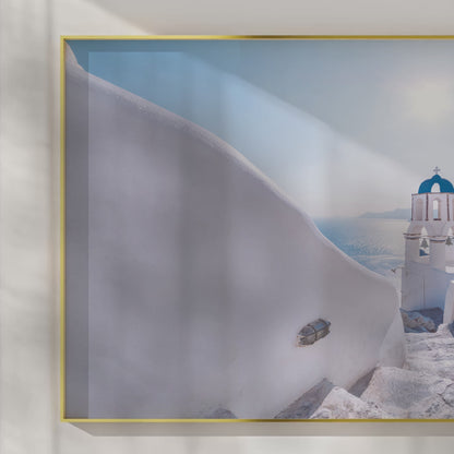 Oia Vista – Santorini Bell Tower Wall Art, Iconic Greek Architecture at Sunrise