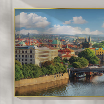 Prague Bridges Over Vltava River – European Cityscape Wall Art