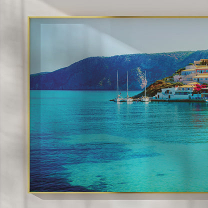 Assos Village Coastal View – Kefalonia Greece Wall Art, Seaside Homes and Turquoise Waters