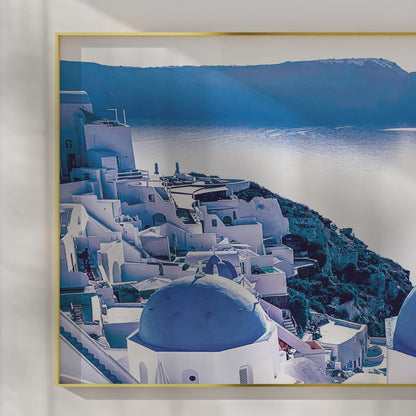 Blue Domes of Oia, Santorini – Aerial View Overlooking Caldera