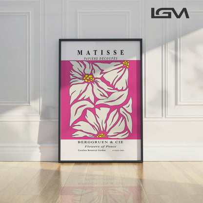 Golden Bloom- Modern Matisse Inspired Geometric Wall Art – Luxury Framed Glass Wall Decoration (Multiple Colors)